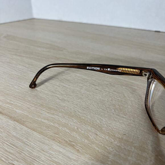 Fiction by L.A. Eyeworks BOA 076-076 Eyeglasses FRAMES ONLY Striped Brown main image 6